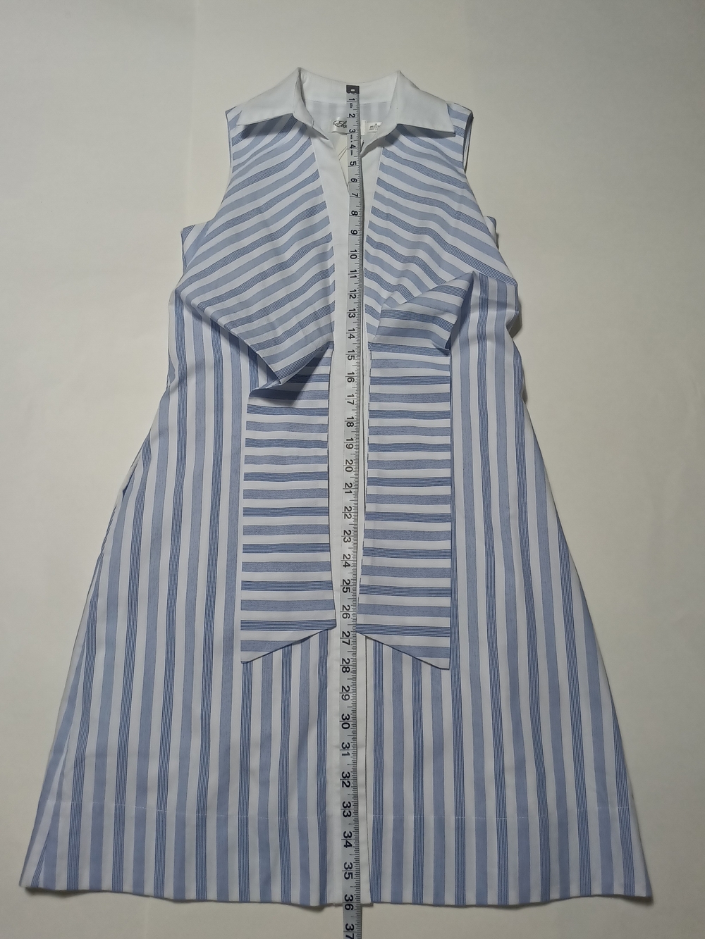 Eliza J Blue & White Striped Sleeveless Tie-Front Mini Dress Size 2P - Picture 6 of 12
